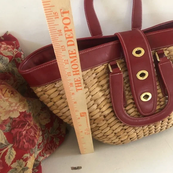 Ultra rare collectible Coach basket straw Tote Bag with Gold Accents XL - Picture 8 of 9